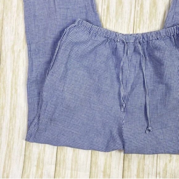 Vintage Solutions Casual Wear Blue White Gingham Linen Cotton Blend Pants - Picture 2 of 3